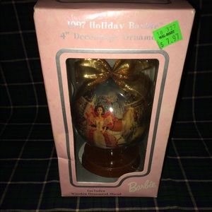 Barbie 1997 Decoupage Christmas Ornament & Stand
